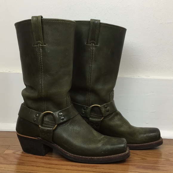 Frye Shoes - Unique Green Frye Harness Boots- size 9